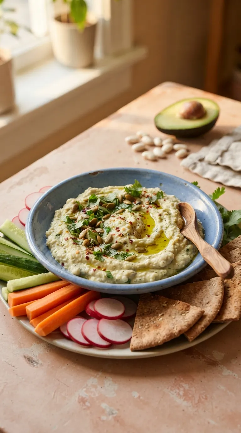 high protein vegan snacks White Bean Avocado Dip