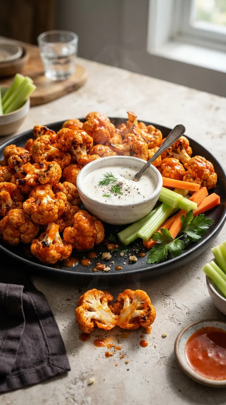 hot bites for beginners Buffalo Cauliflower Bites