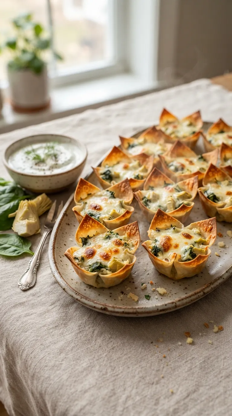 hot bites for beginners Spinach Artichoke Cups