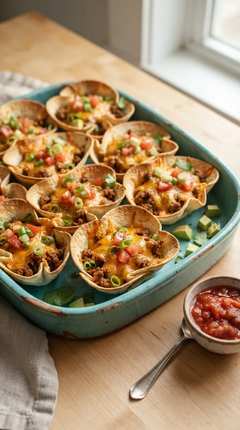 Hot bites for movie night snacks Cheesy Taco Cups