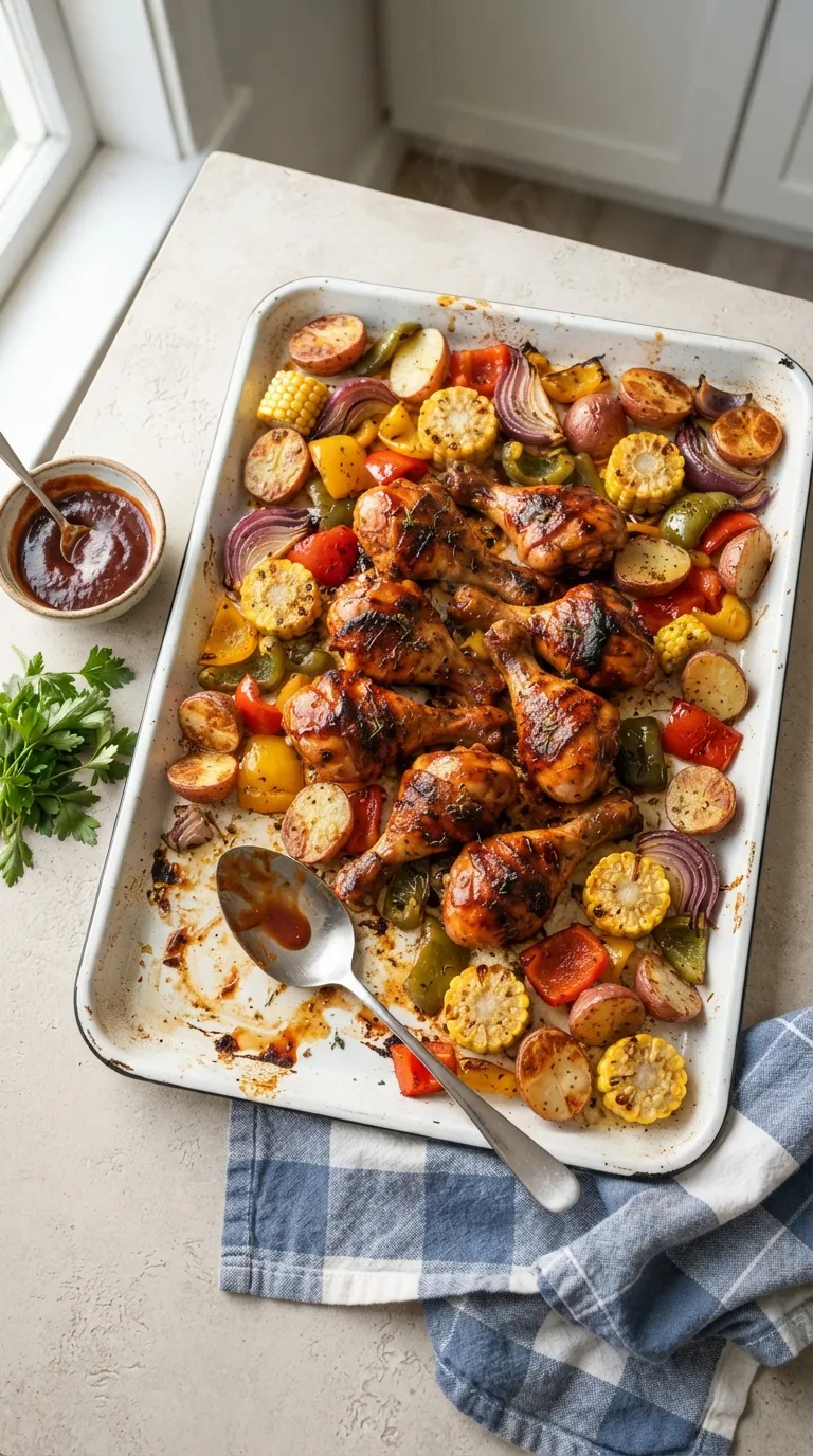 Sheet pan dinner recipes for a crowd BBQ Chicken Corn