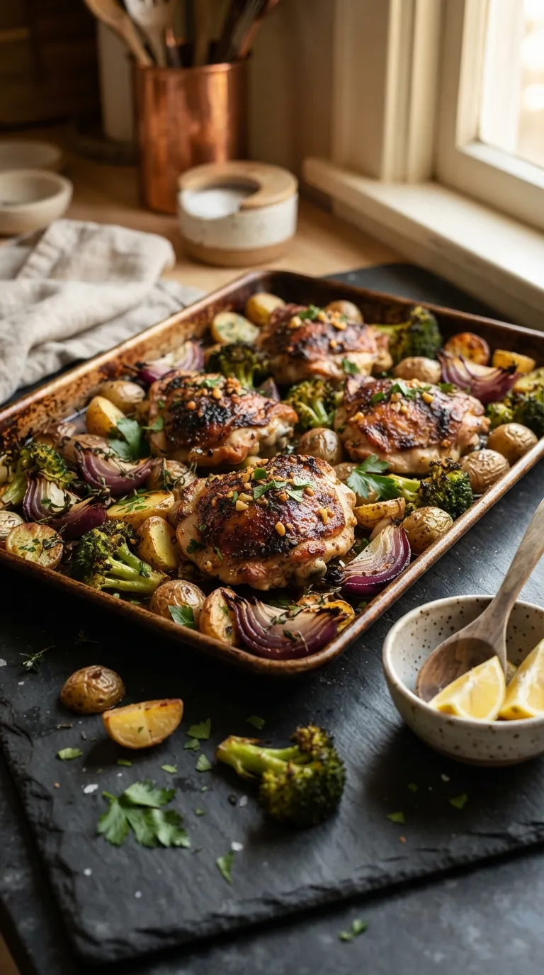 Sheet pan dinner recipes for a crowd Garlic Chicken Vegetables
