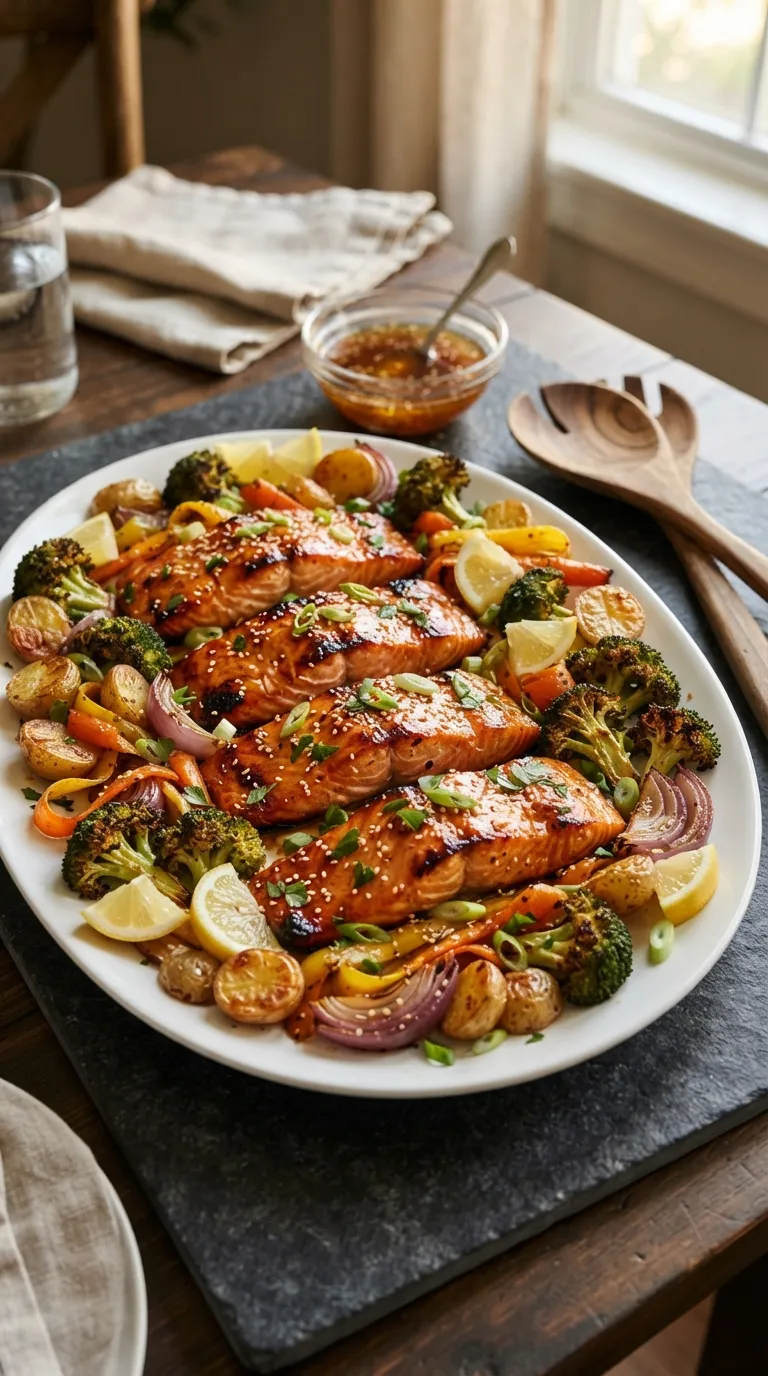 Sheet pan dinner recipes for a crowd Honey Garlic Salmon