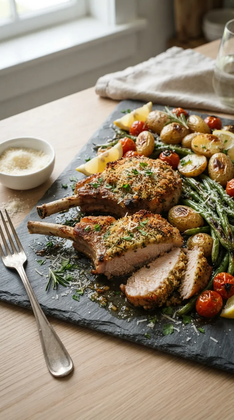 Sheet pan dinner recipes for a crowd Parmesan Pork Chops