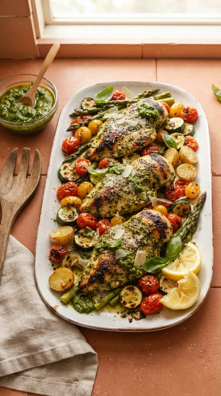 Sheet pan dinner recipes for a crowd Pesto Chicken Tomatoes