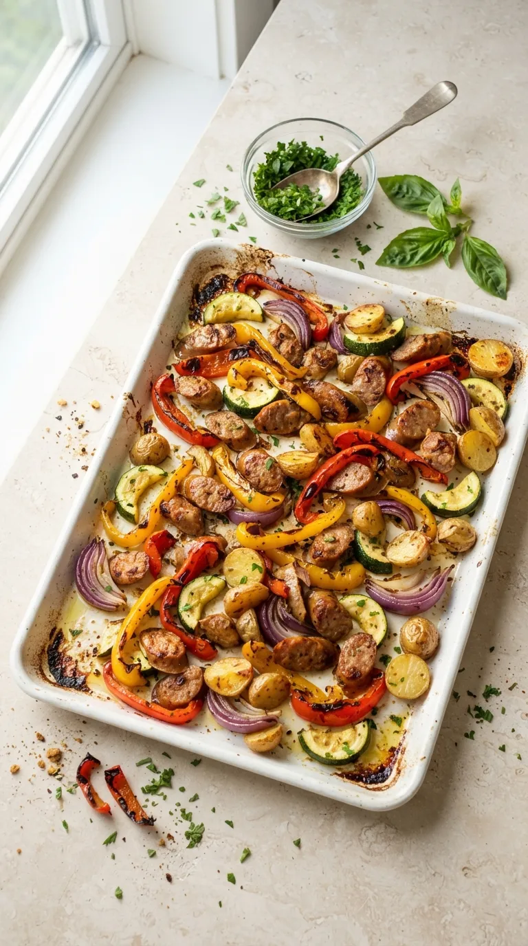Sheet pan dinner recipes for a crowd Sausage Pepper Roast