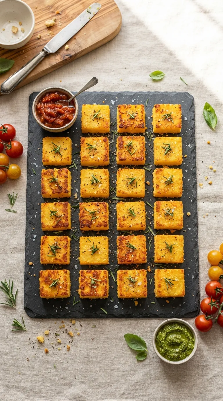 vegan hot bites recipes Crispy Polenta Squares