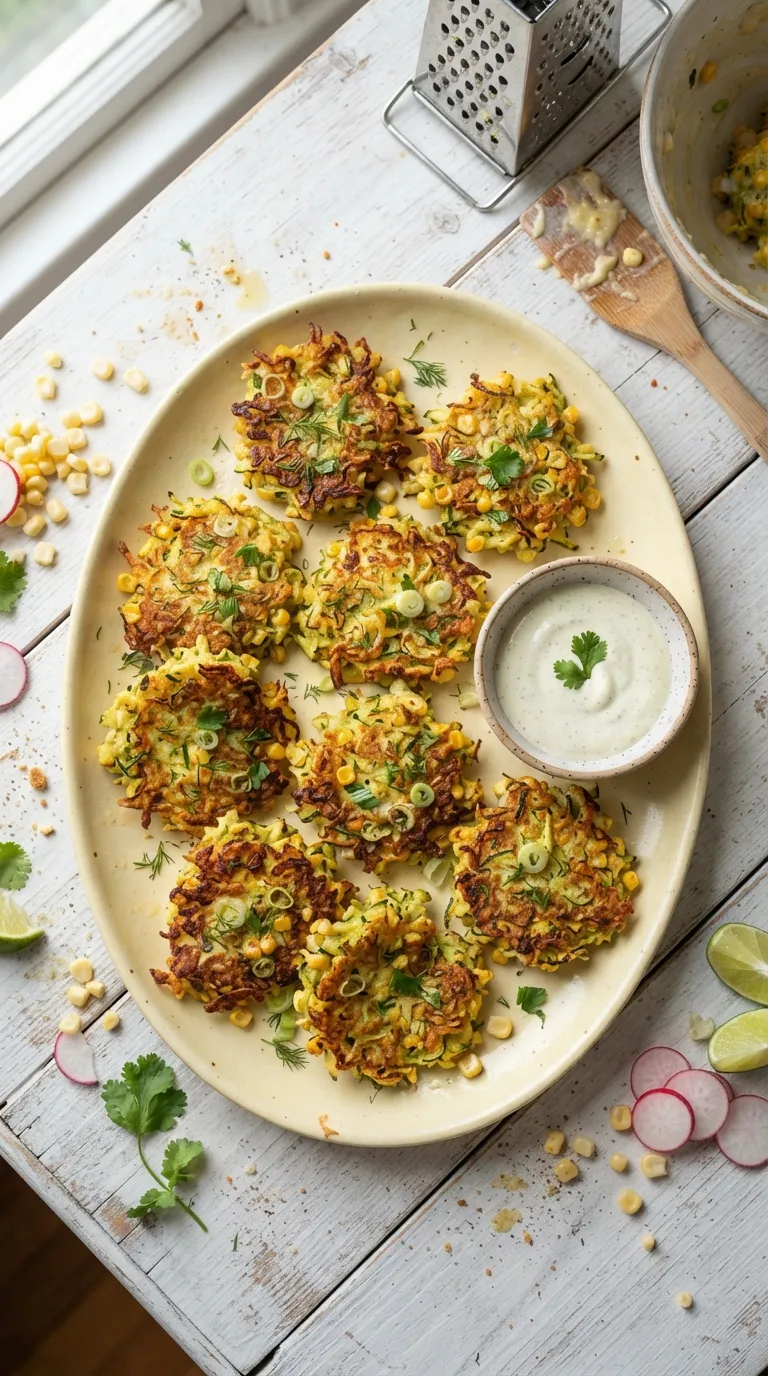 vegan hot bites recipes Zucchini Corn Fritters